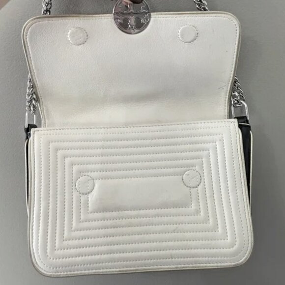 Tory Burch Duet Chain Trapunto Convertible Metallic Shoulder Bag - Picture 9 of 10